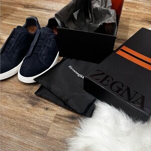 Ermenegildo Zegna Navy Blue Sneakers